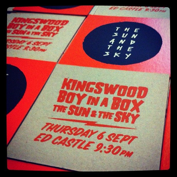 Gig poster — Kingswood, Boy In A Box and The Sun and The Sky, Thursday 6 September 2012, Ed Castle